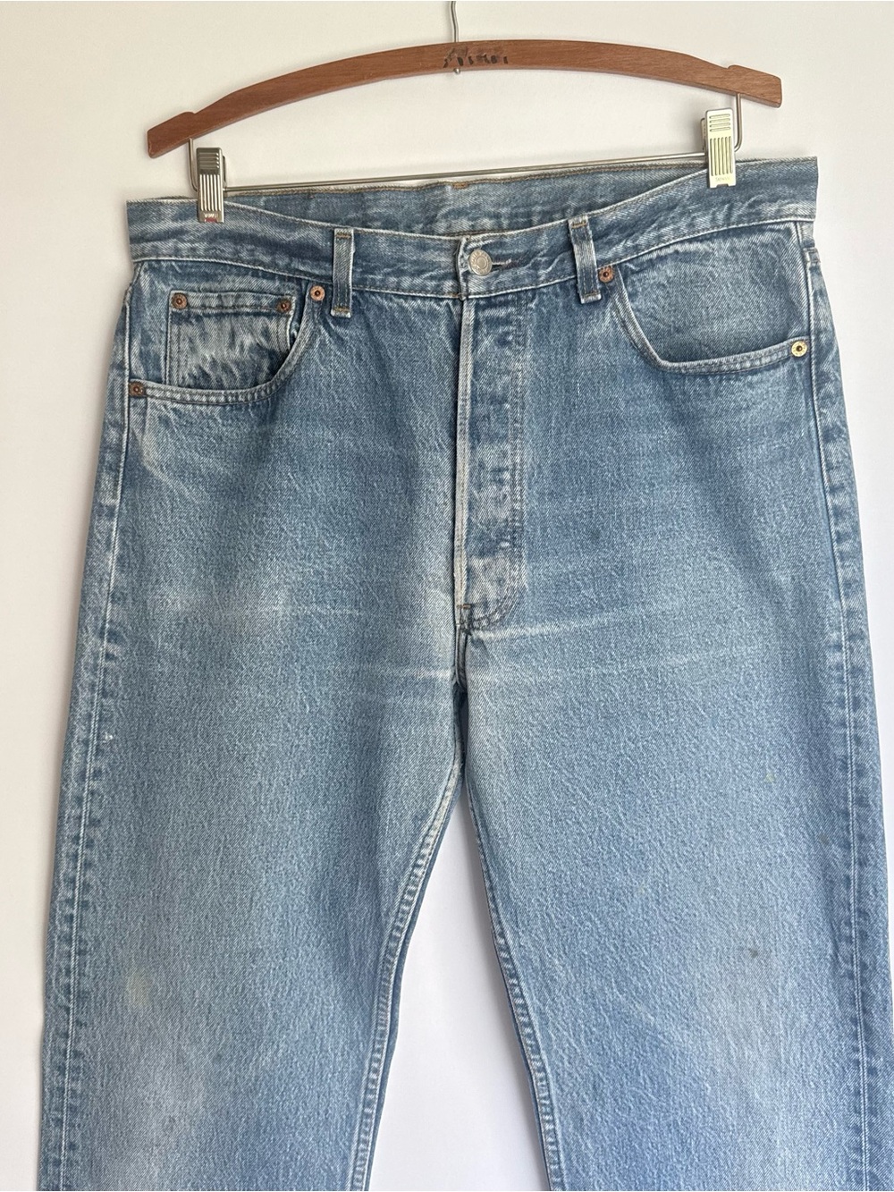 Levi’s 501 Vintage 90s Light Blue Men's Straight-Leg Distressed Marked Faded